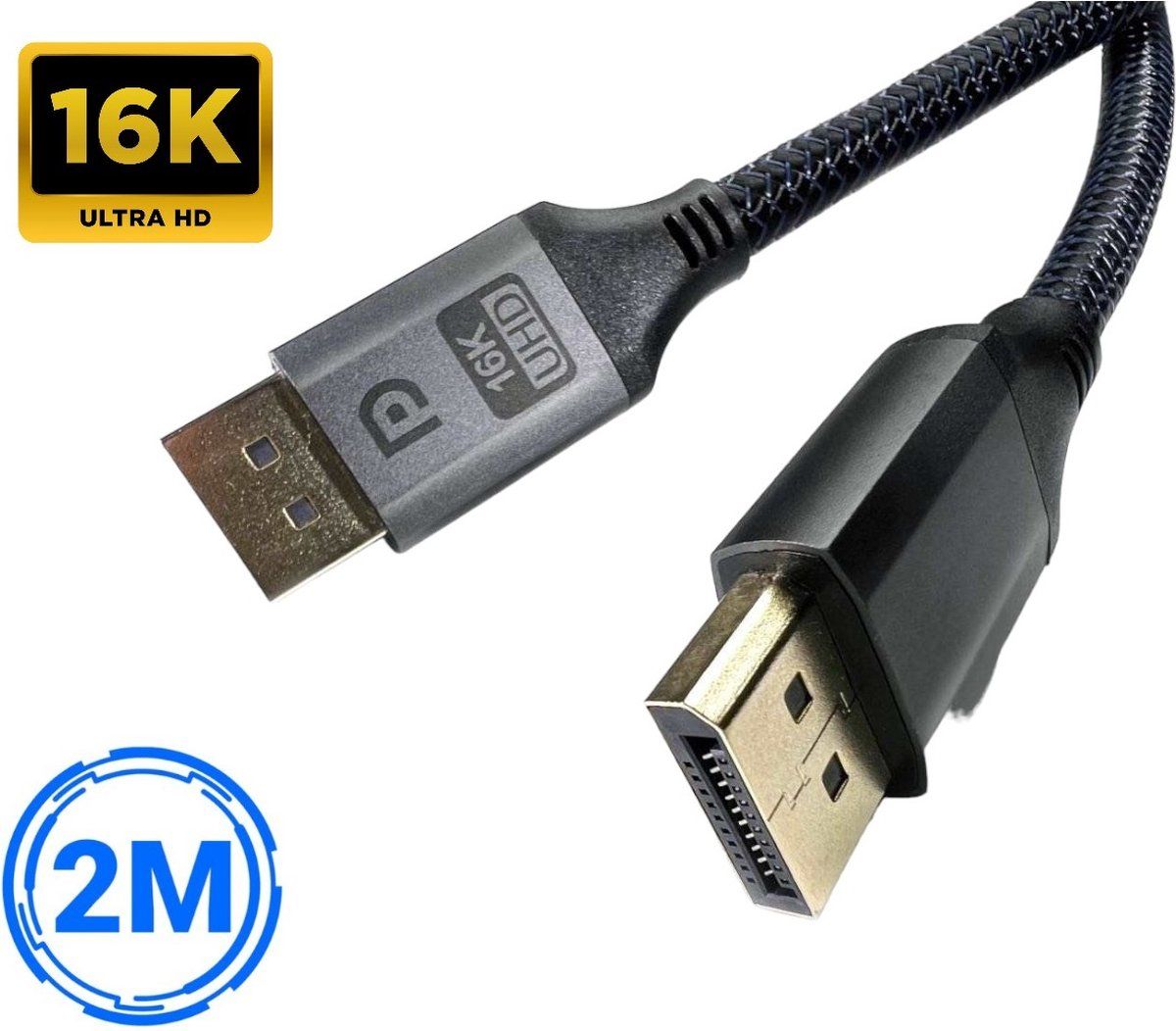 Sbvr DisplayPort 2.1 - DisplayPort Kabel - 16K@60Hz/8K@120Hz/4K@240Hz - Zwart (2 Meter)