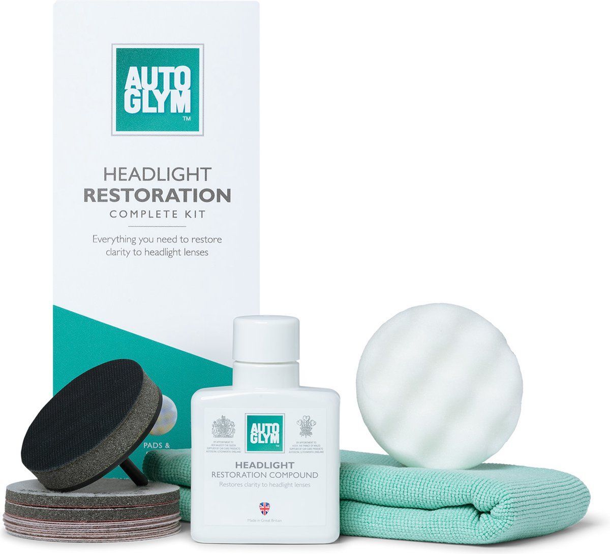 Autoglym Headlight Restoration Kit - Koplamp Polijstset - Inclusief Opzetstuk En Schuurschijven