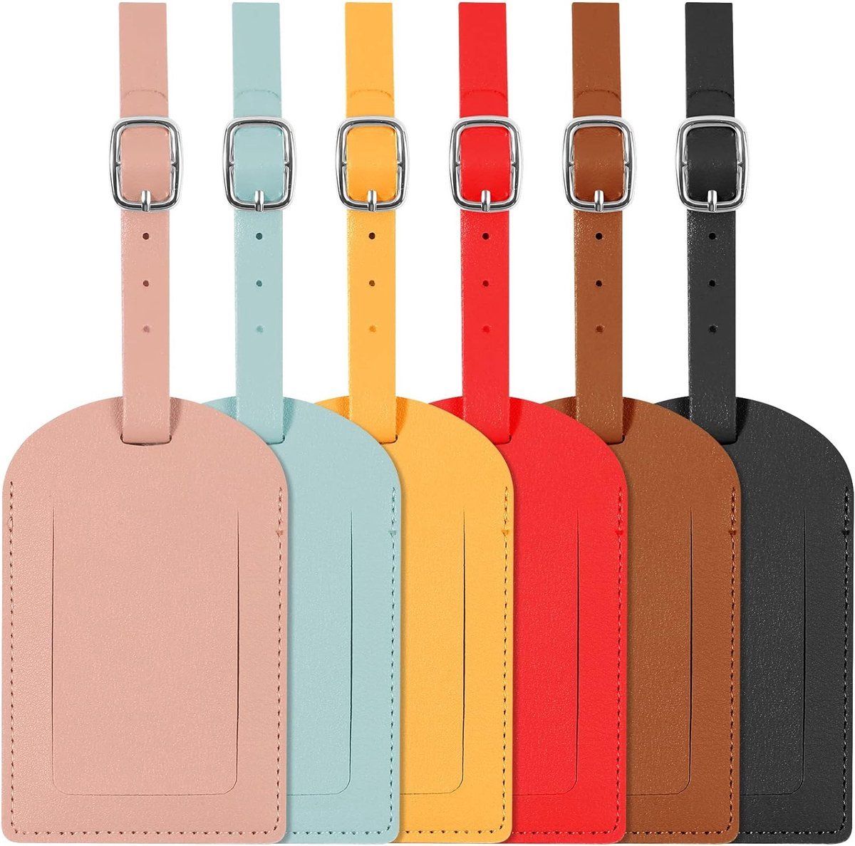 Travelhawk Kofferlabels - PU Leather Bagagelabel - 6 stuks Kofferlabel - Reisaccessoire - Naamlabel - Meerdere Kleuren