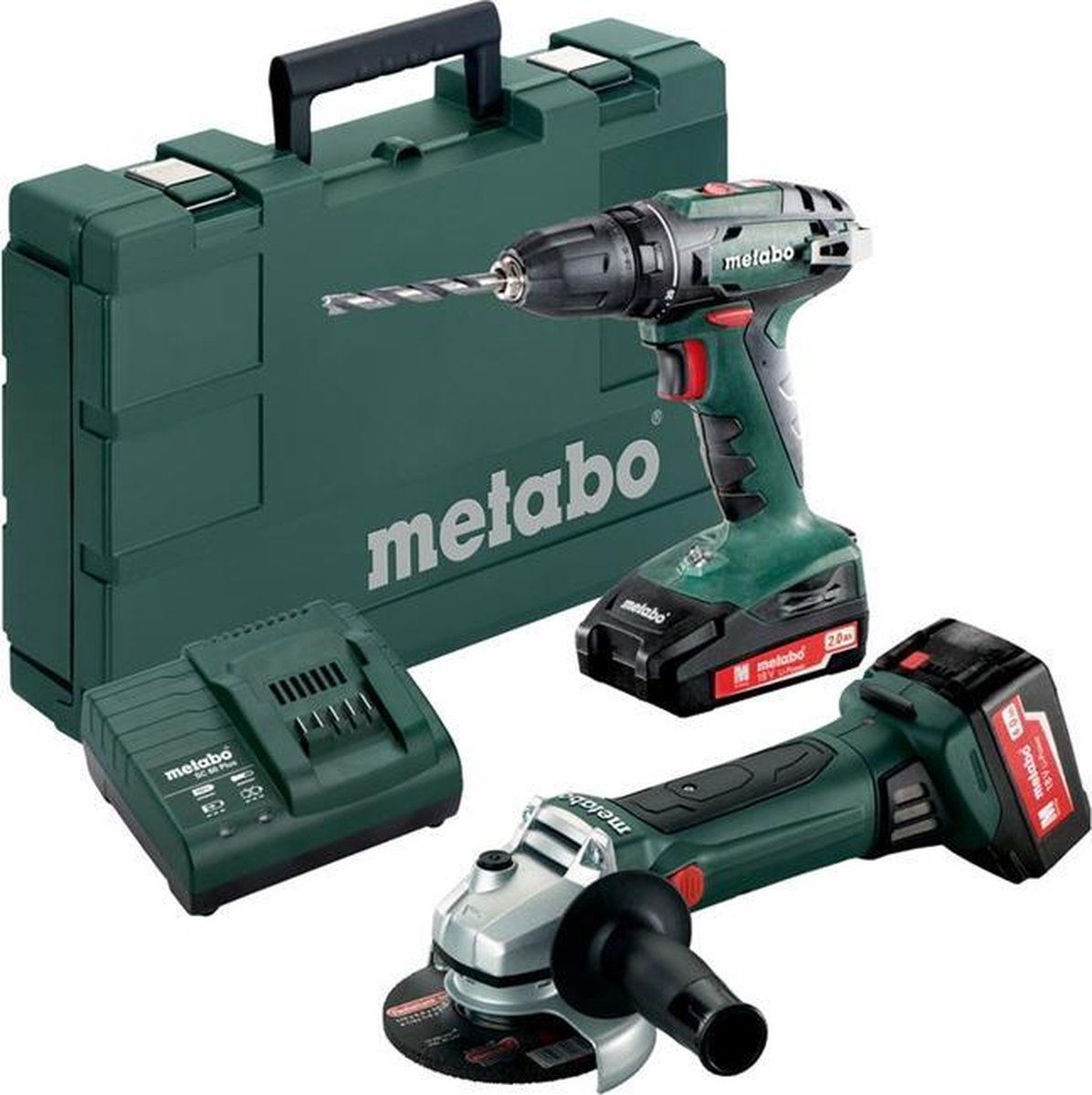 Metabo Comboset 2.4.3 - Accu Boor-/schroefmachine Bs 18&haakse Slijper W 18 Ltx - 2 Accu's (1 X 2.0Ah + 1 X 4.0Ah) In Koffer
