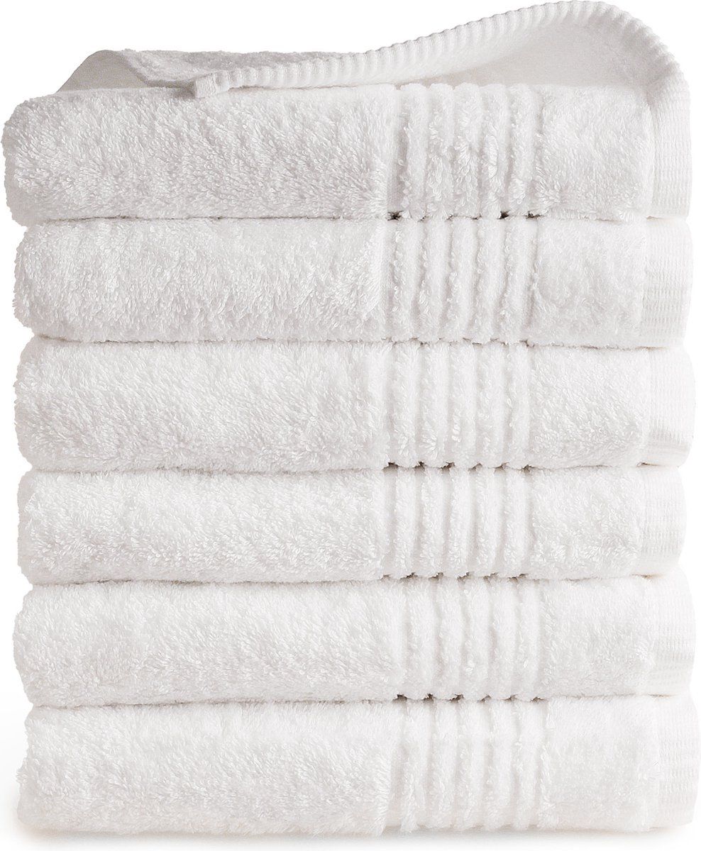 Phlox Handdoek Supreme Collectie - 50x100 - 6 Stuks - Oeko-Tex Made In Green - 600 G/m2 Zacht Katoen - Wit