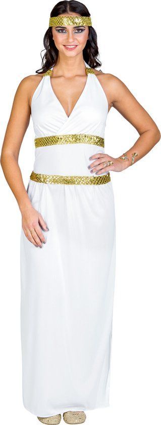 Dressforfun Godin Athene Kostuum - Elegant Lang Kleed Met Pailletten - Maat S