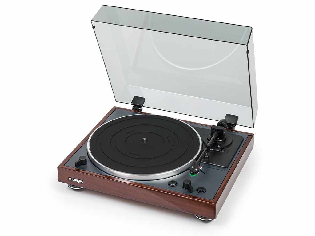 Thorens Td 102A - Volautomatische Platenspeler - Carbon Toonarm - Walnoot Hoogglans