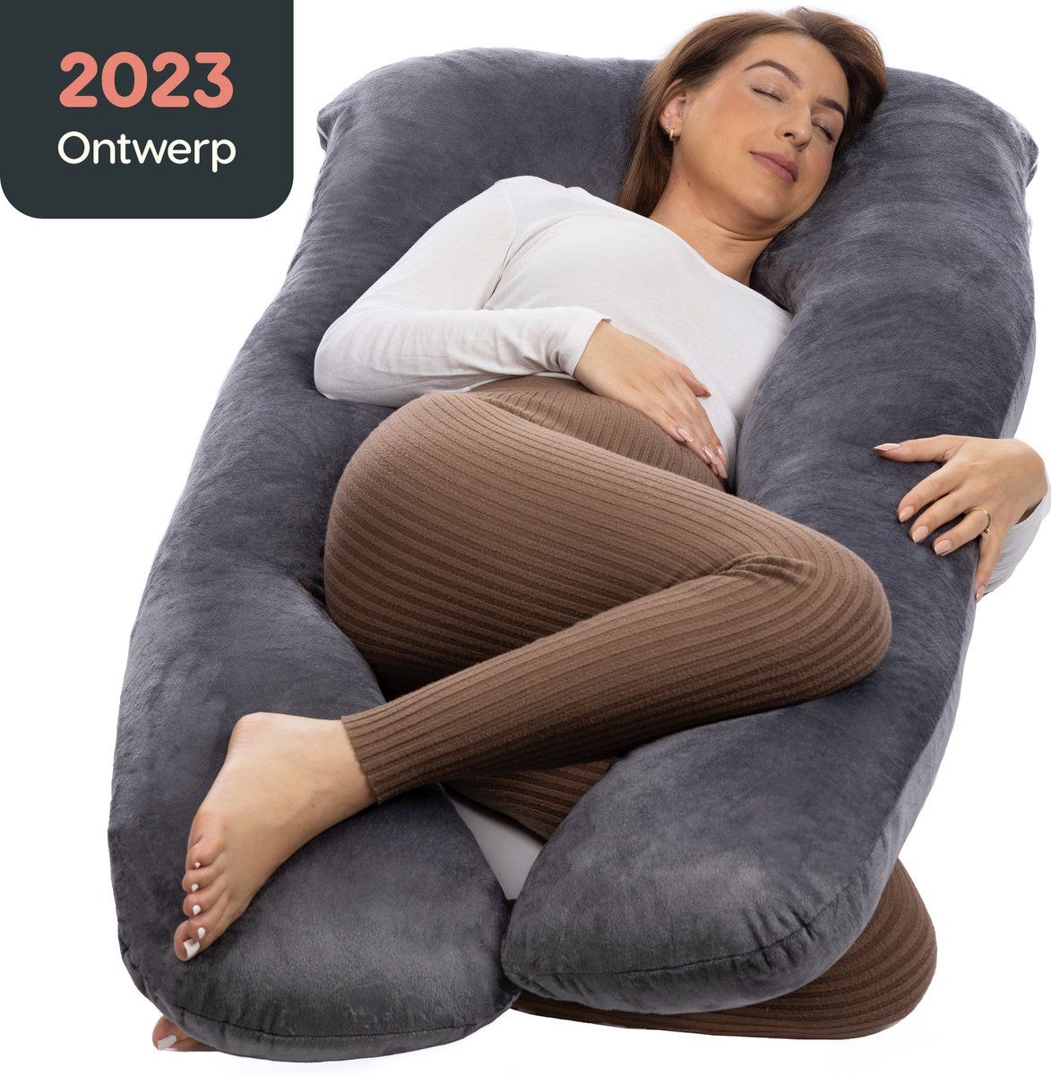 Merkloos Rustige Nacht® Zwangerschapskussen Xxl - Zijslaapkussen - Body Pillow 140CM - Lichaamskussen - Extra Stevige Vulling - Uitwasbare Hoes - Zachte