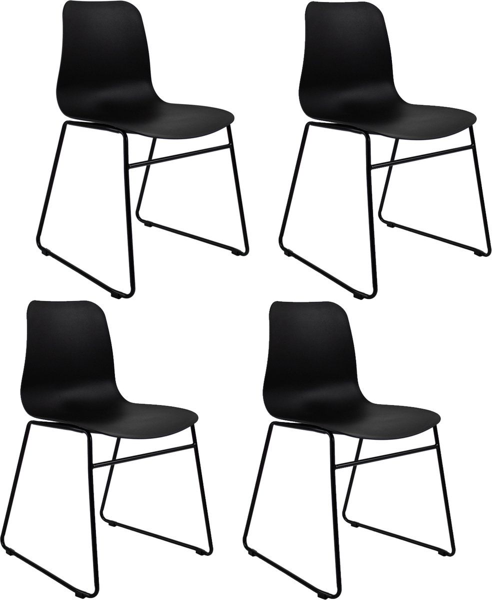 Set Van 4 Kick Eetkamerstoel Kiki - Zwart