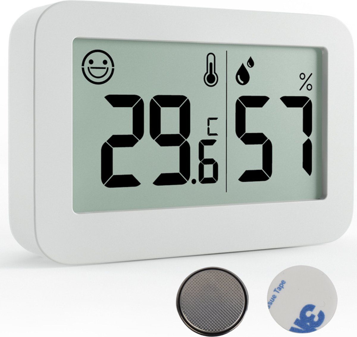 Tool Meister Pearl Air Mini - Hygrometer&Thermometer - Luchtvochtigheidsmeter - Digitale Display - Wit