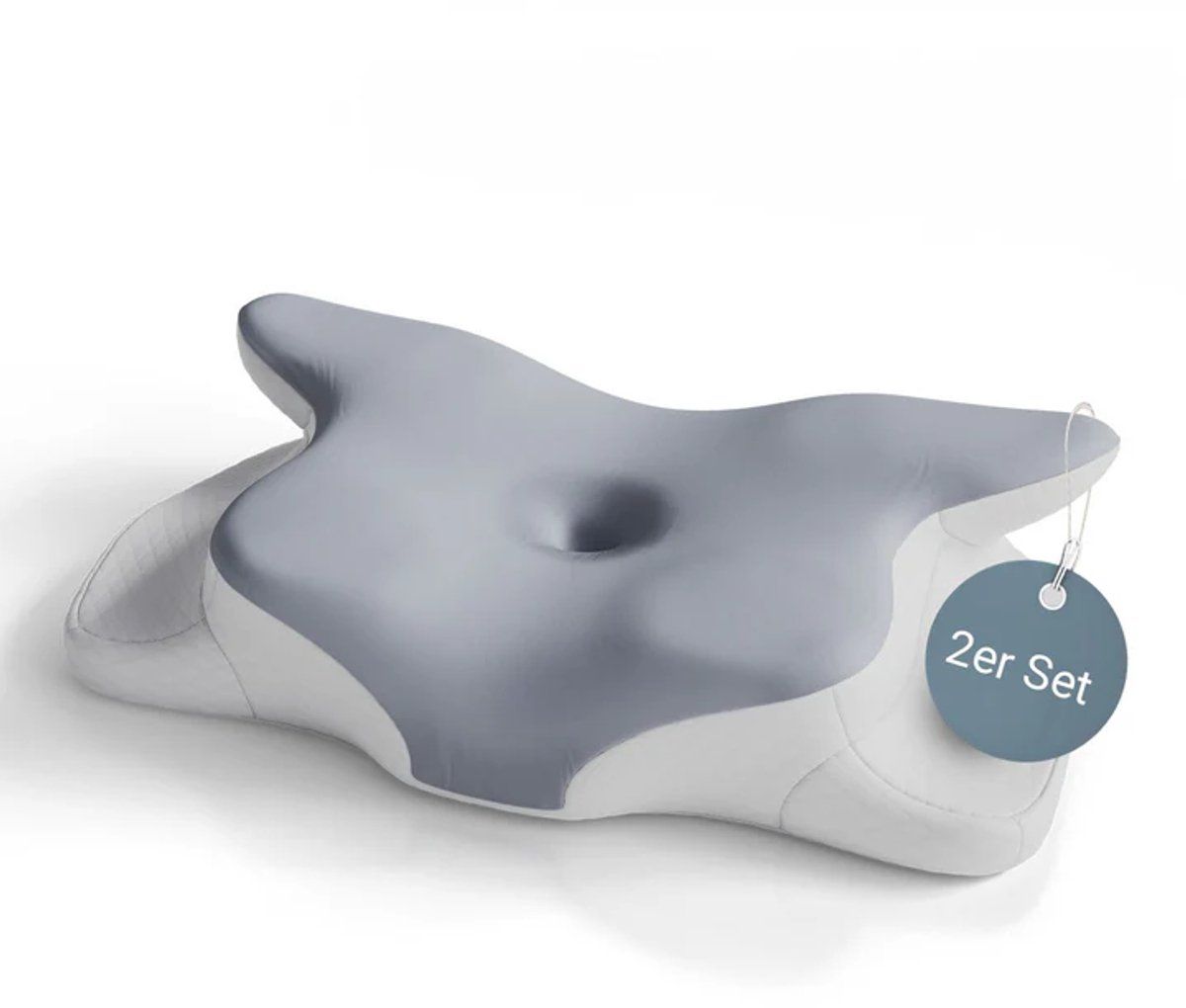Juskys Nekkussen - Memory Foam - Ergonomisch - Wit/Grijs (set Van 2)