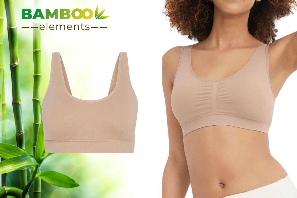 Bamboo Elements Naadloze Bh Zonder Beugel - Bralette Dames - Uitneembare Cups - Nude