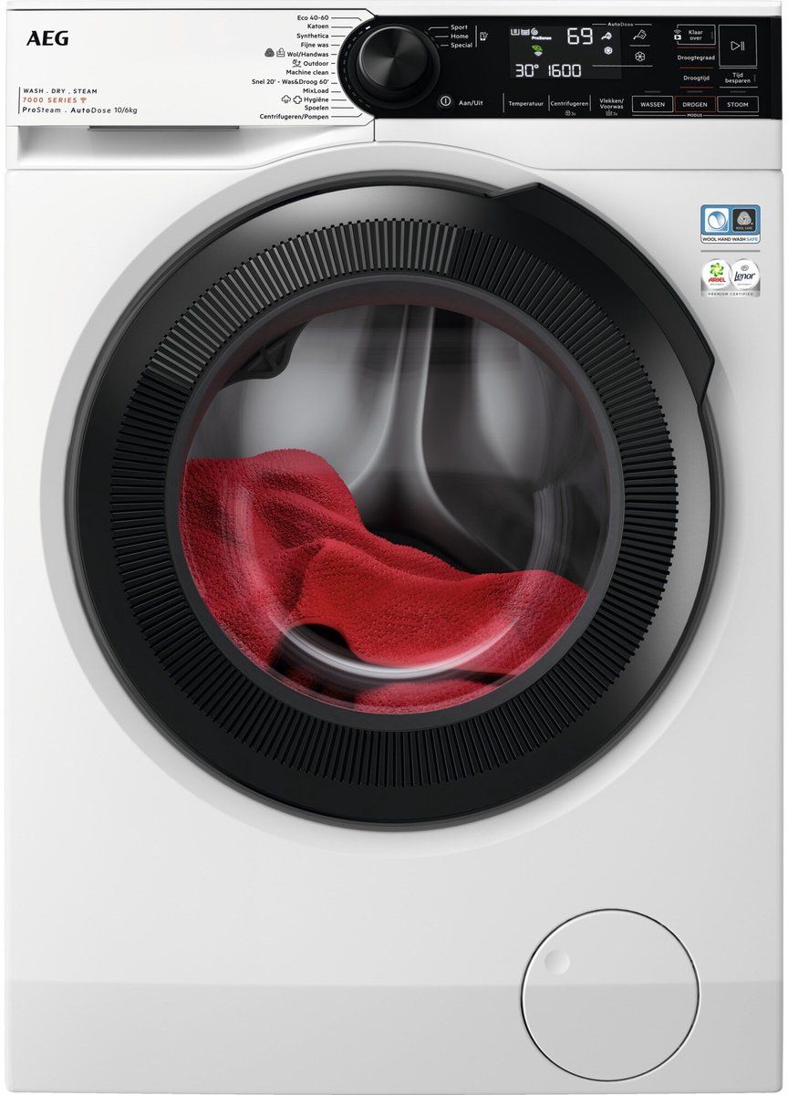 Aeg LWR7516AD4 - Was-droogcombinatie - ProSteam - Autodose - 10 Kg - 1600 Rpm - Wit