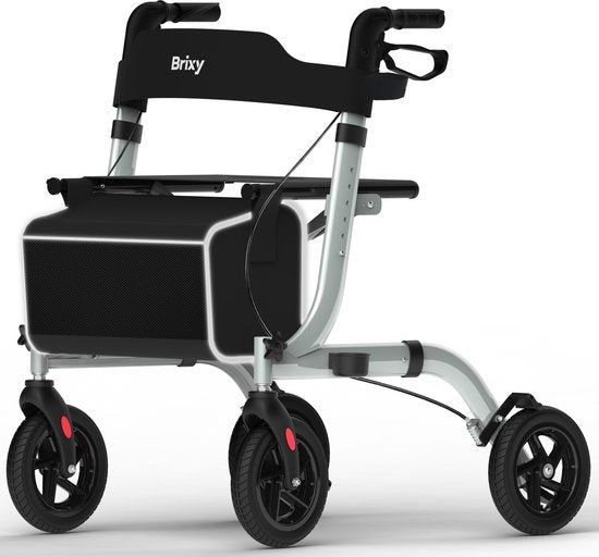 Brixy Rollator - Lichtgewicht En Opvouwbaar - Zitfunctie - Rugleuning, Tas En Wandelstokhouder -