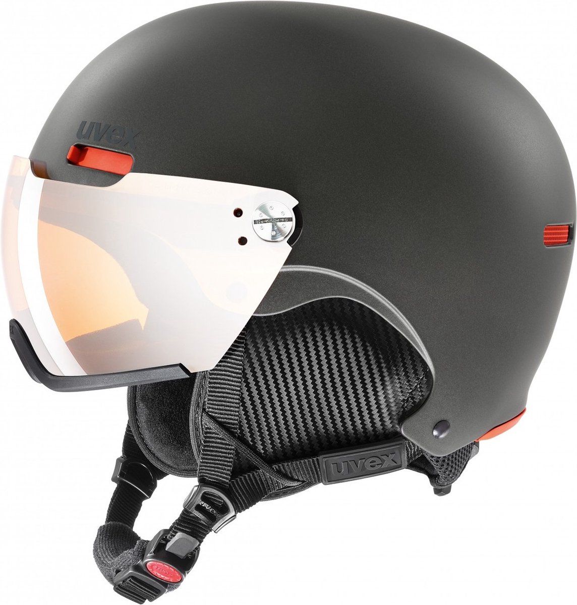 Uvex Hlmt 500 - Skihelm Met Vizier - Ias 3D Verstelsysteem - Zwart/oranje - Maat 55-59 Cm