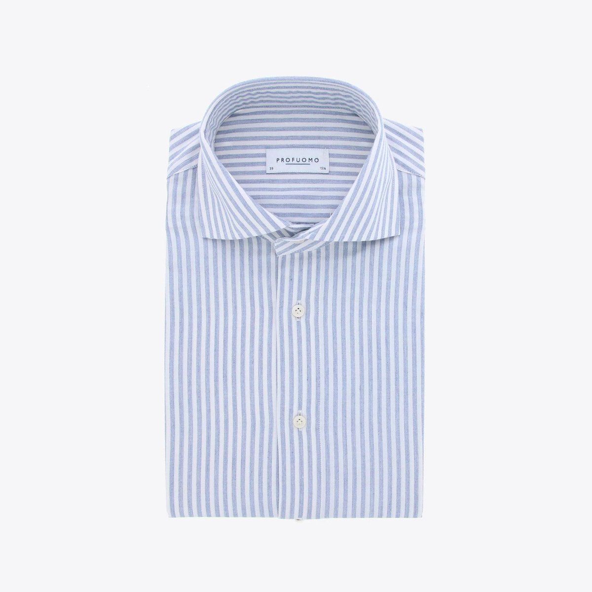 Profuomo - Overhemd - Slim Fit - Blauw Gestreept - Maat 27/31