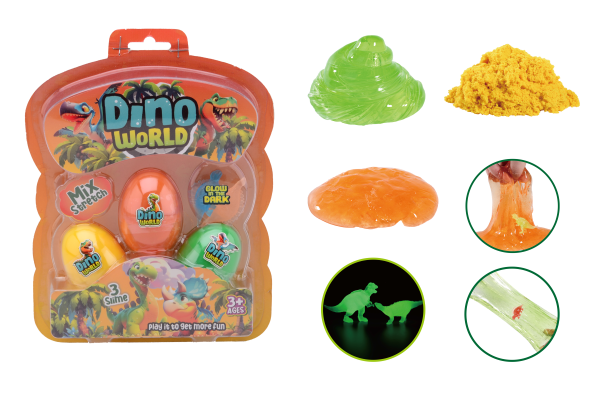 Merkloos 3 Dino World Slijm Eieren 24604