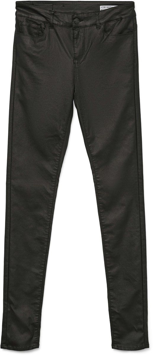 Merkloos Vero Moda Vmseven Nw Ss Smooth Coated Pants Noos - Dames Broek - Slim Fit - Gecoat Effect - Maat Xxl X L32
