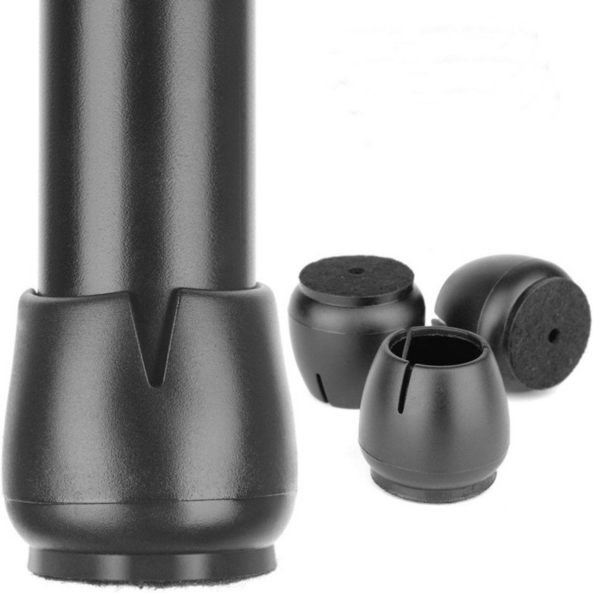 Earkings® - Stoelpoot Beschermers - Vloerbeschermer Ø12-16 Mm - Zwart (24 Stuks)