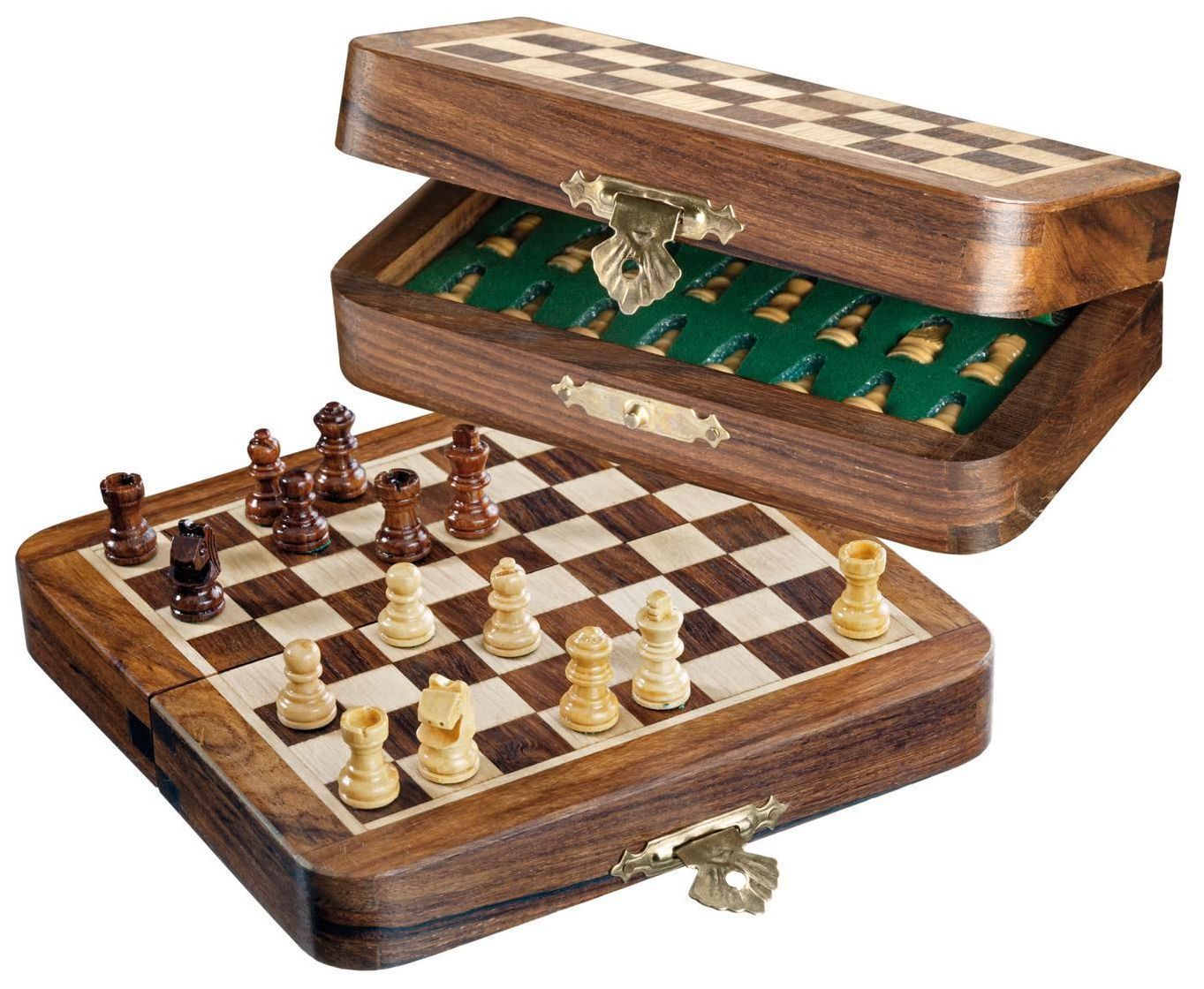 Reisschaak Acacia hout - Mini magnetisch - 13 x 13 x 1.7 cm