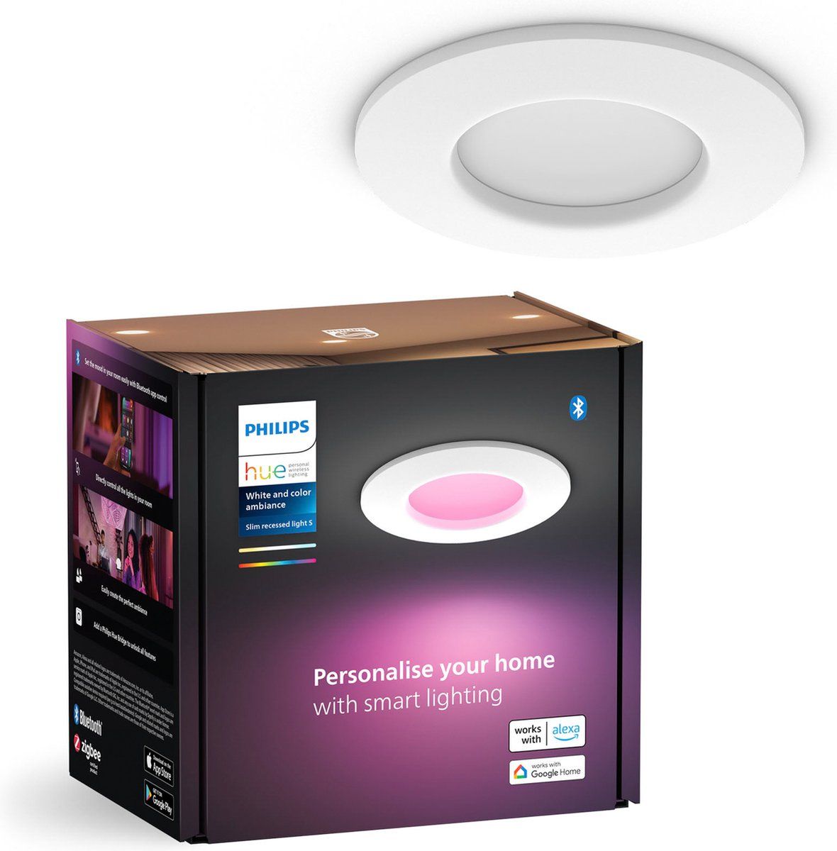 Philips Hue - Inbouwspot dun - 90 mm - Multi-color - Wit