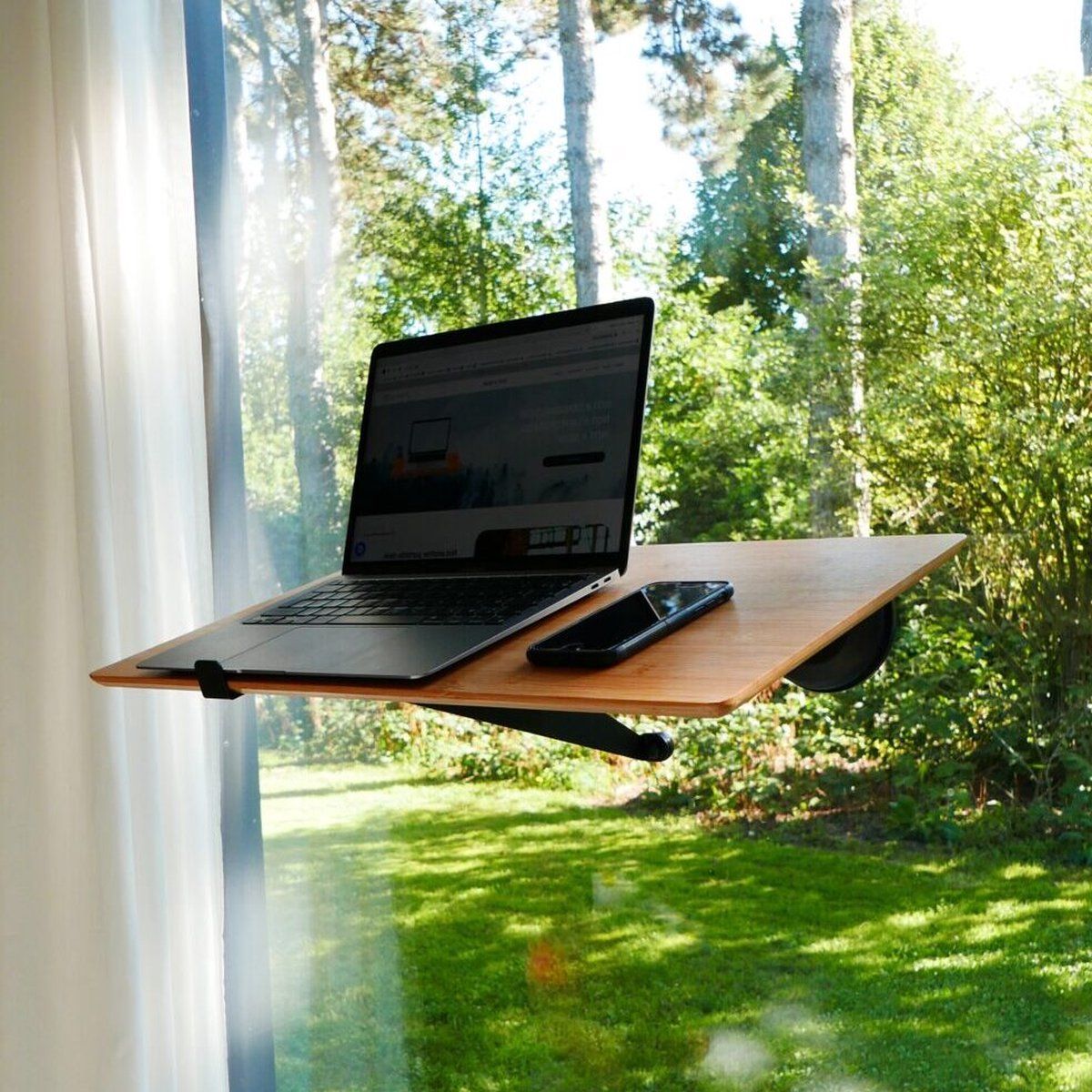 Notadesk Not A Desk Bamboe Zwevende Bureau L - Compact Bureau - In Hoogte En Helling Verstelbaar - Mobiel Zit Sta Bureau - Draagbaar Kantoor - Multifunctioneel