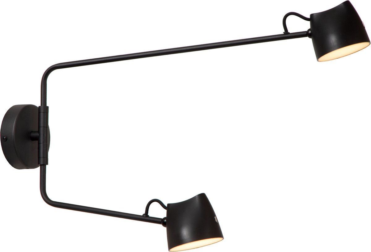 Lucide Milne - Wandlamp - Led Dimbaar 2x8W 2700K - Zwart