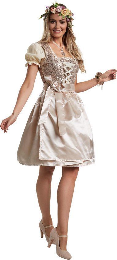 Dressforfun Mini-Dirndl Burgau Model 2 S - Verkleedkostuum Met Pailletten En Vetersluiting