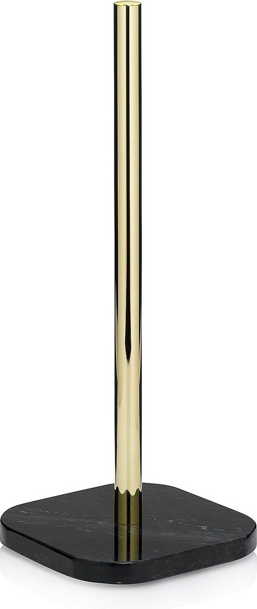 Kela Liron - Toiletrol Houder - Marmer voet - Zwart Marmer - Gouden afwerking