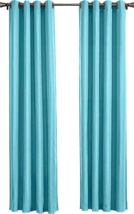 Larson - Luxe effen blackout gordijn - verduisterend - 300 cm x 250 cm - Turquoise