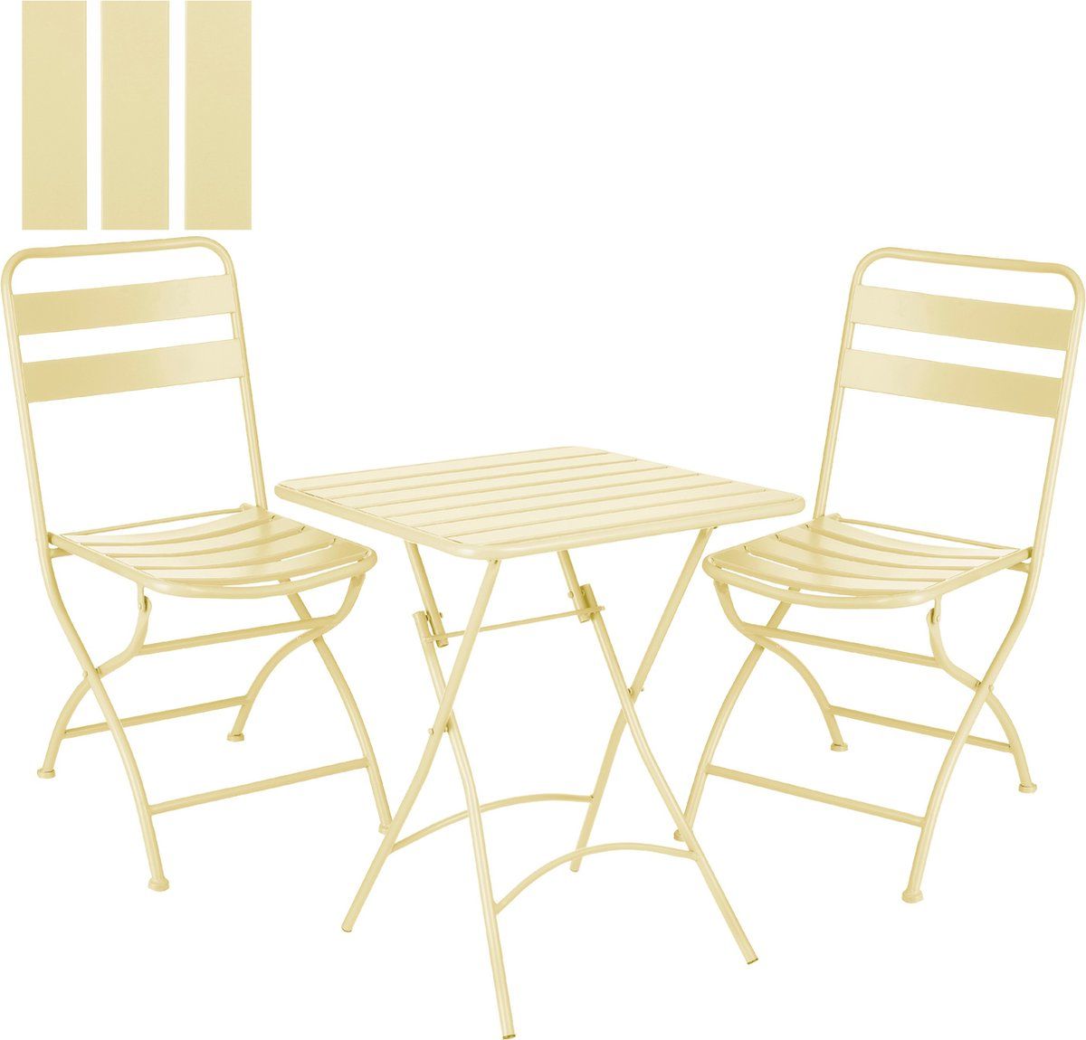 Mica Decorations Evita Bistroset - Set Van 3 - Inklapbaar - Lichtgeel (set Van 3)