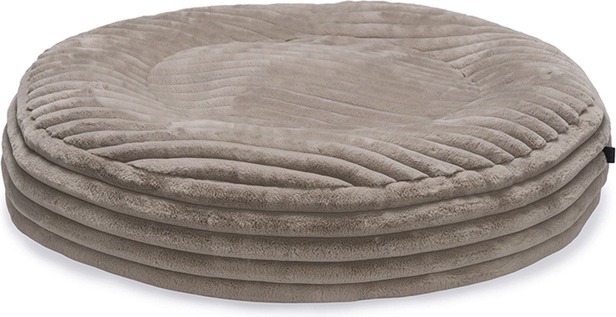 Designed By Lotte Reza - Hondenkussen - Rond - Dikke Ribstof - Beige - 95x95x20 Cm