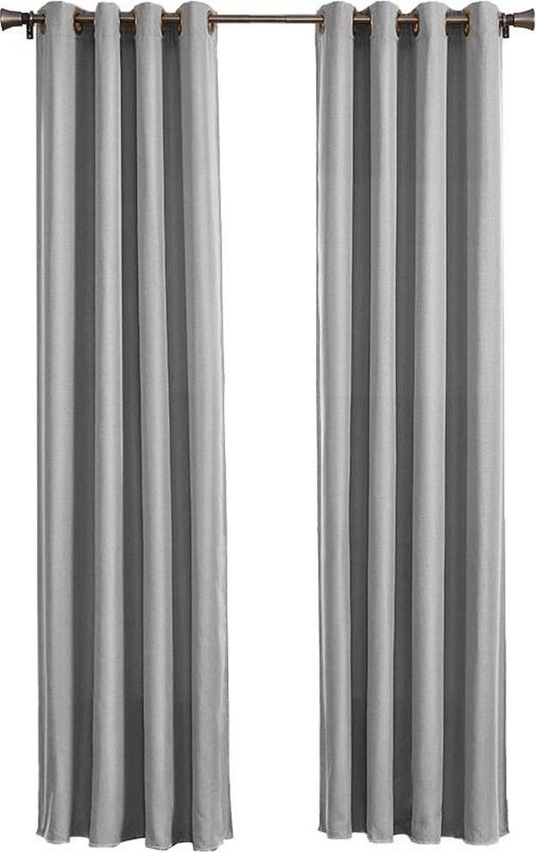 Larson - Luxe Effen Blackout Gordijn - Met Ringen - 1.5m X 2.5m - Lichtgrijs