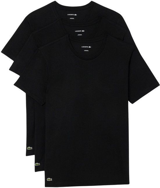 Lacoste Lounge Shirts Heren - Normale Pasvorm - Ronde Halslijn - Zwart (3-pack)