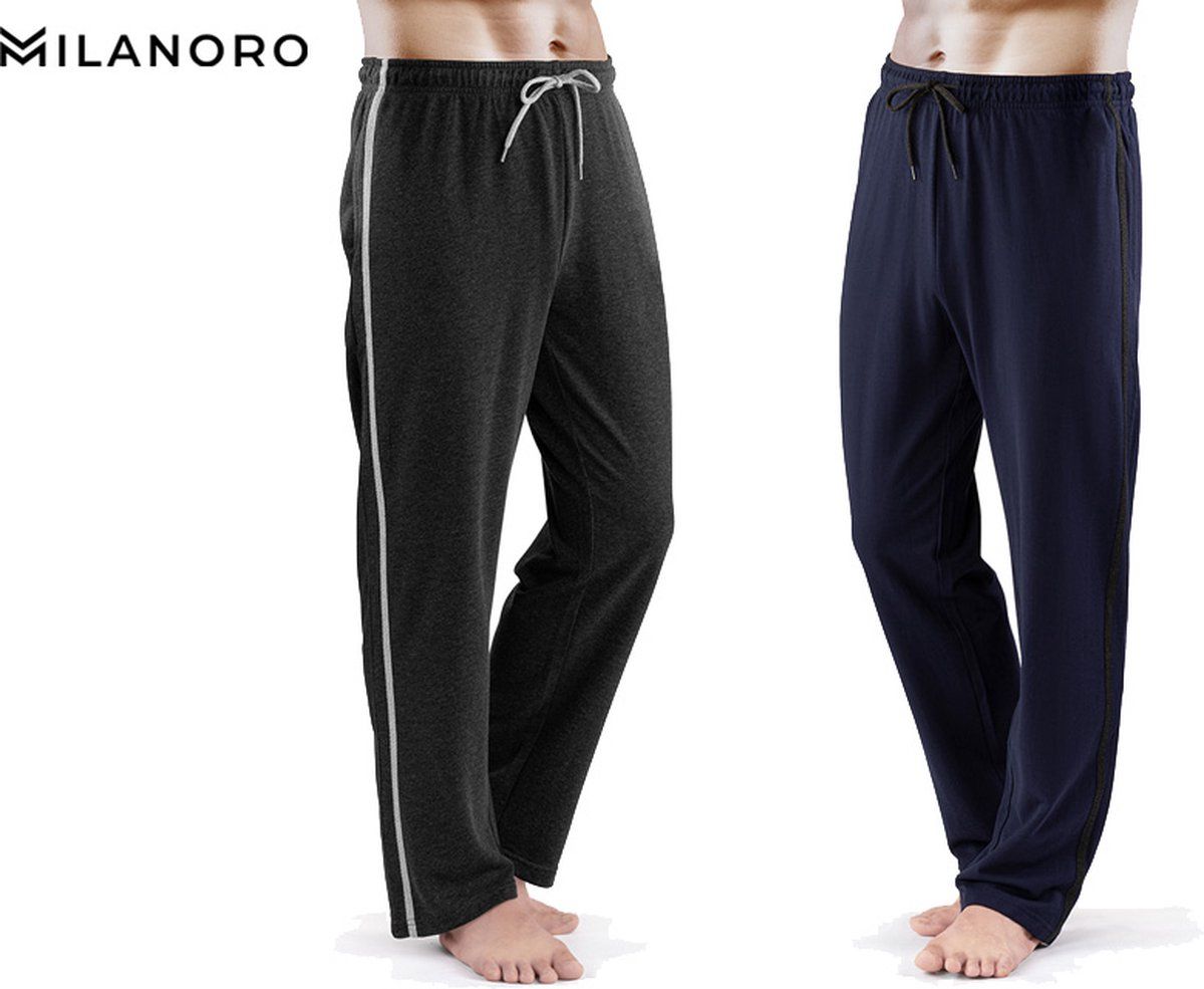 Milanoro - Set Van 2 Joggingbroeken - Sportief En Comfortabel - Marineblauw/Antraciet (2 Stuks)