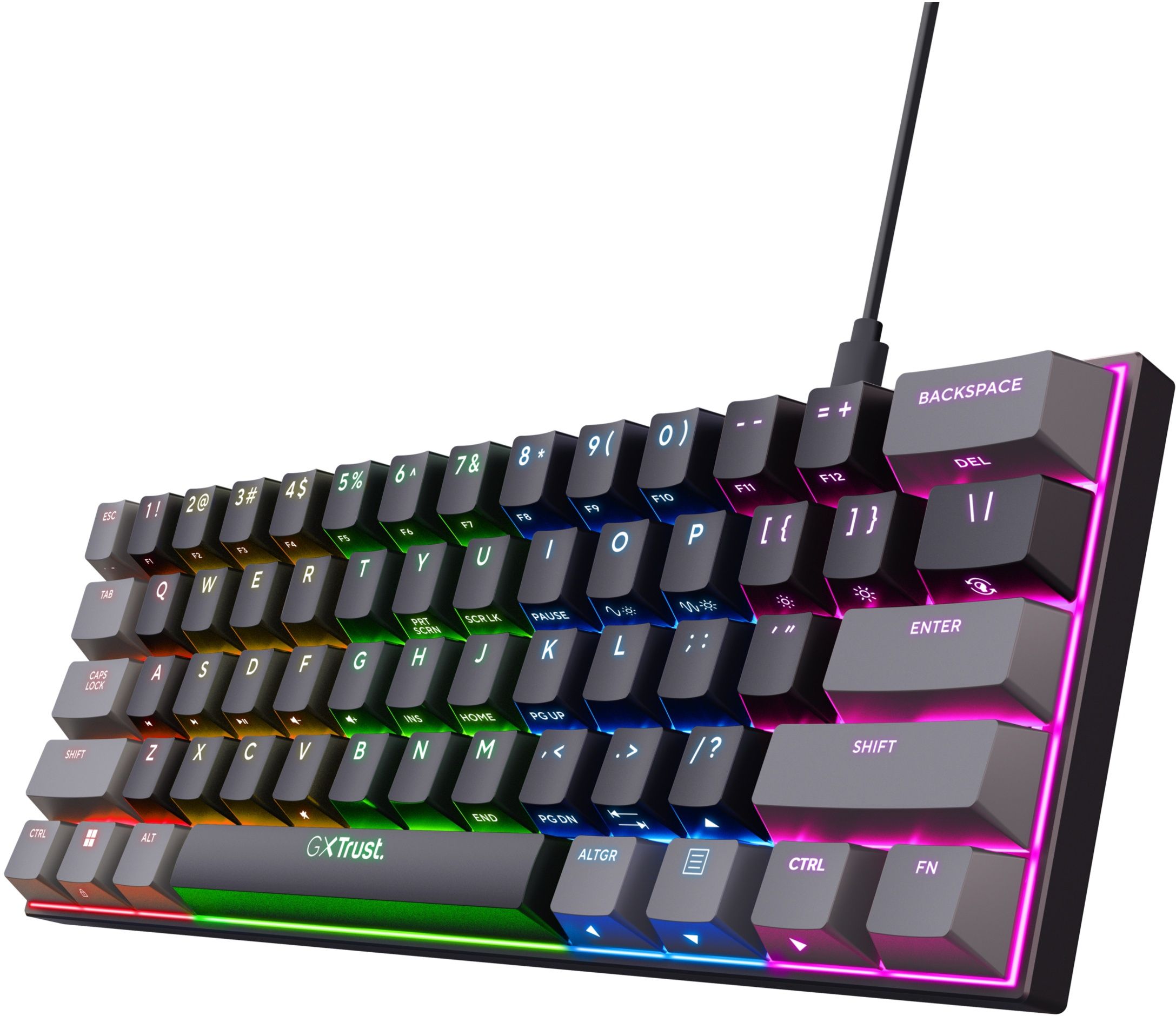 Trust Zwart Gxt 867 Acira - 60% Mini Mechanisch Gaming Toetsenbord - Rgb Verlichting