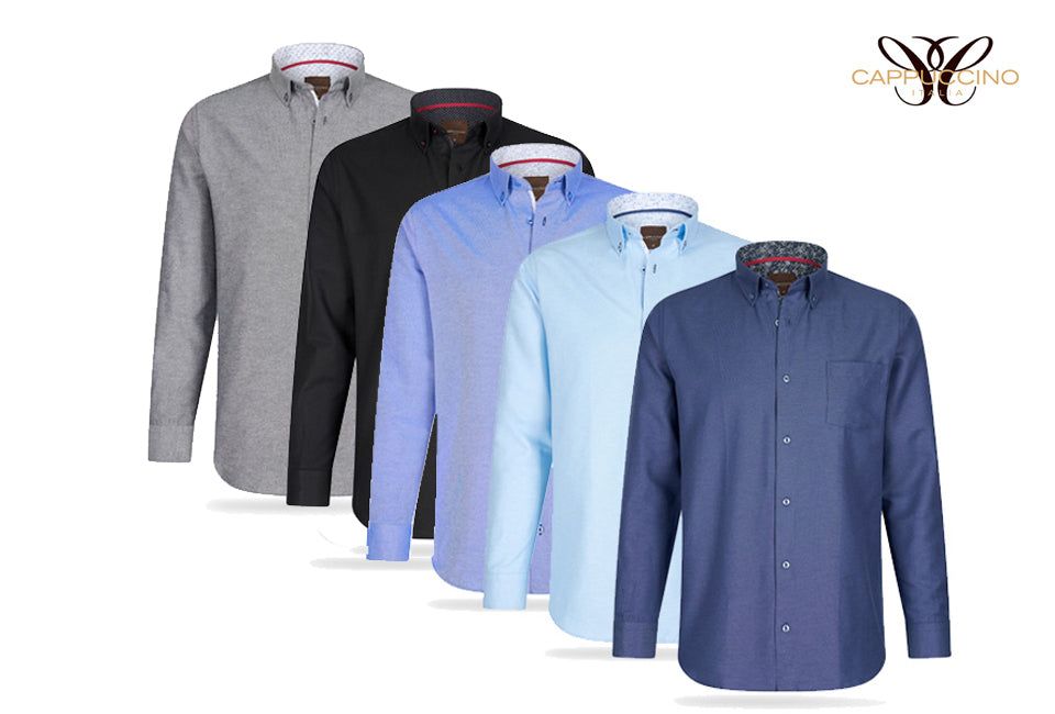 Merkloos Cappucino Overhemd - Lange Mouwen - Navy - Maat Xl