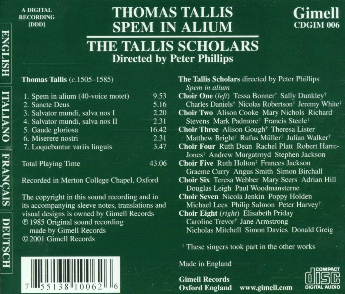 The Tallis Scholars Tallis Scholars - Spem In Alium - Cd (licht Beschadigd)