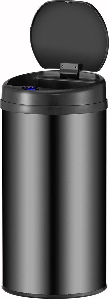 Juskys Automatische Prullenbak - Sensorprullenbak - 40 Liter - Zwart - Rond