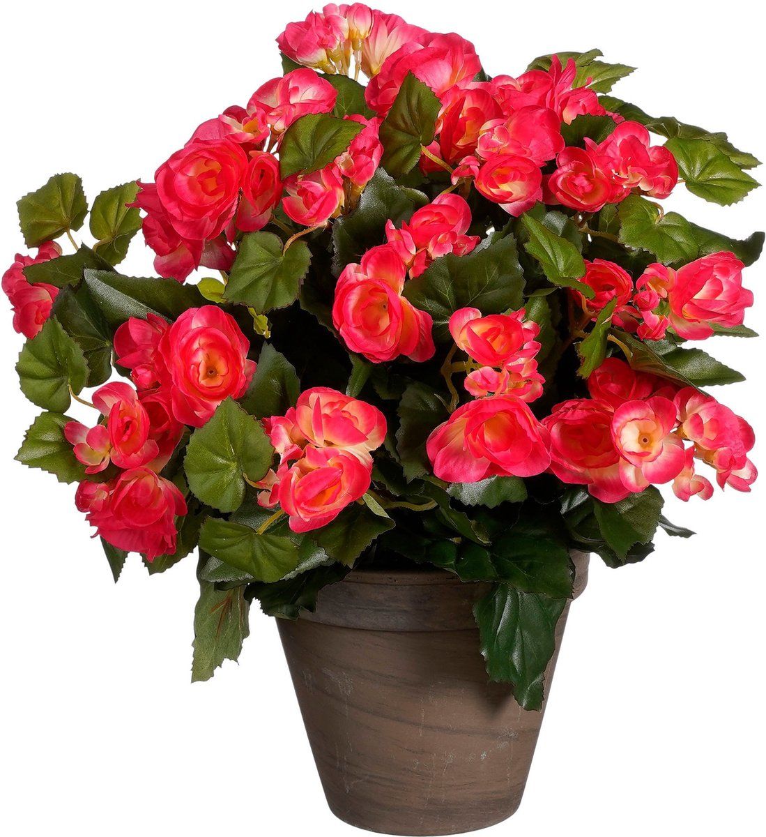 Mica Decorations Begonia - Kunstplant - Donkerroze - 37 Cm