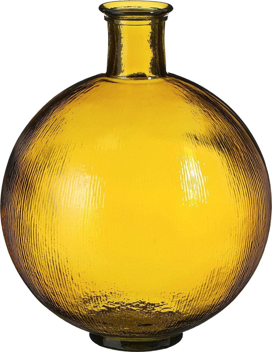 Mica Decorations Firenza Fles Vaas - H42 xØ34 cm - Gerecycled Glas - Oker