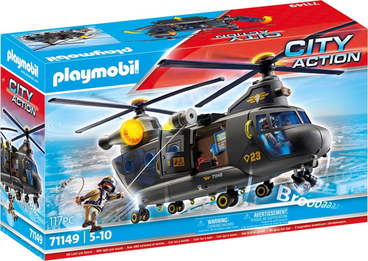 PLAYMOBIL City Action - Reddingshelikopter met licht en geluid - 117-delig