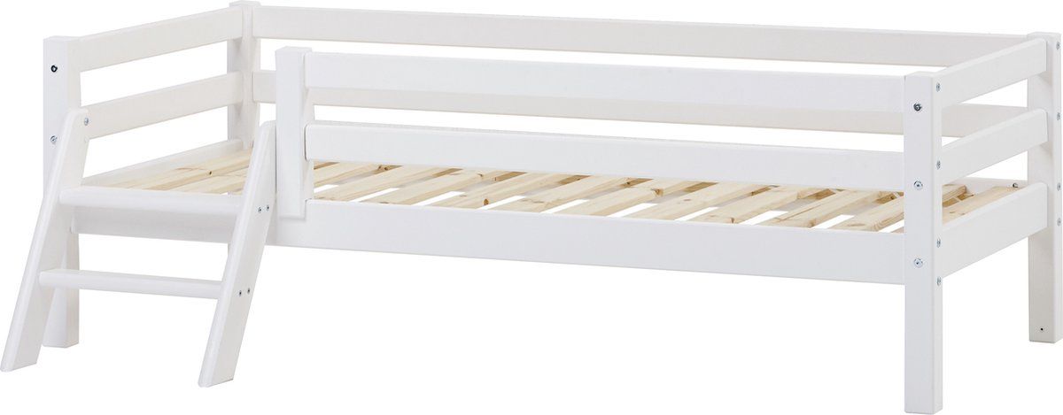 Hoppekids Eco Dream Junior Bed 70x160 Cm Met Ladder En Bedhekje, Wit.