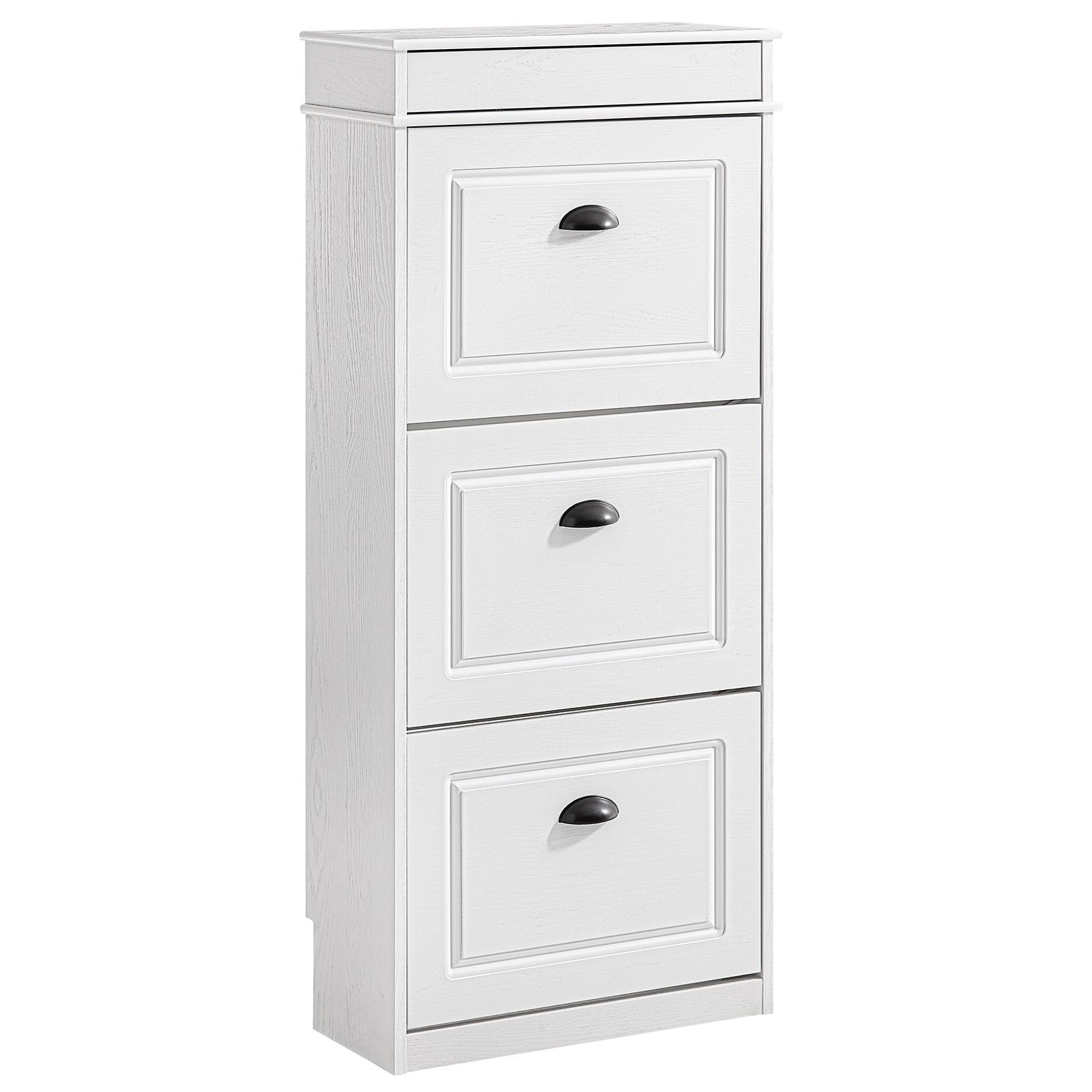 SoBuy FSR94-Wg Schoenenkast 3 Kleppen 12 Paar, 53 X 24 X 118 Cm, Verouderd Houteffect/Wit