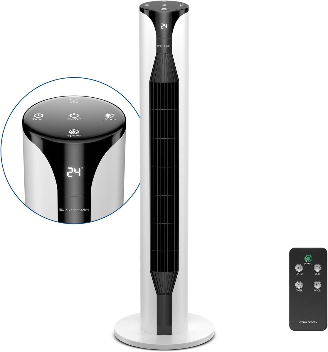 Erikssøn Torenventilator - Silent Comfort Series - Fluisterstil 39 Db - 55W - Wit