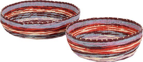 Casa Vivante Gestreepte Mandenset - Set van 2 - Multikleur - 40 x 40 x 10 cm (2 stuks)