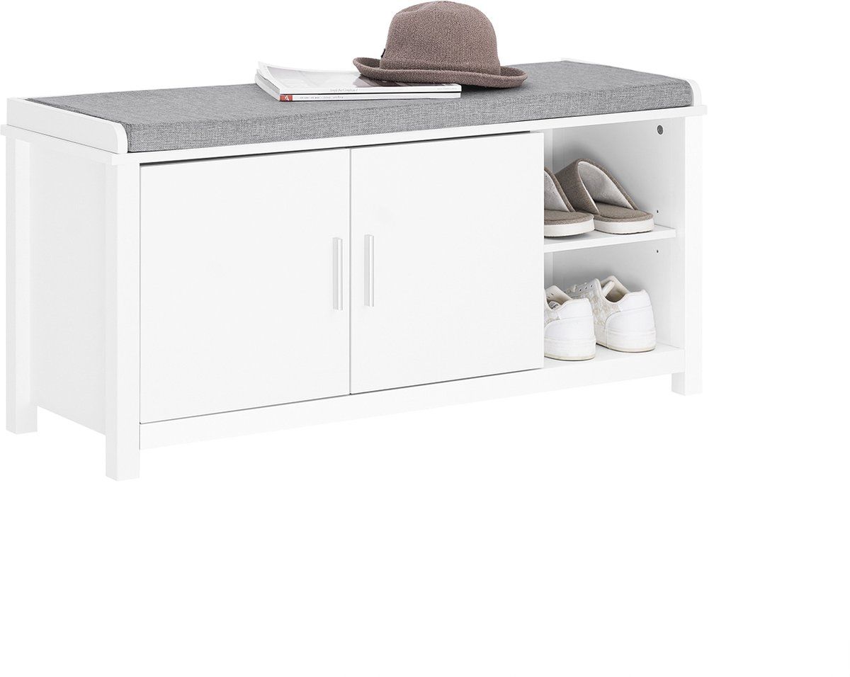 SoBuy FSR168-W - Schoenenbank - 2 Deuren 2 Inlegplanken - Wit