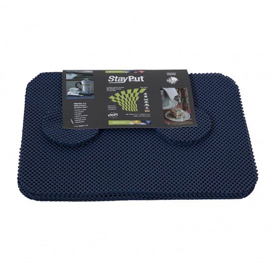 Able2 StayPut - Placemat en onderzetter set - 6 stuks - donkerblauw