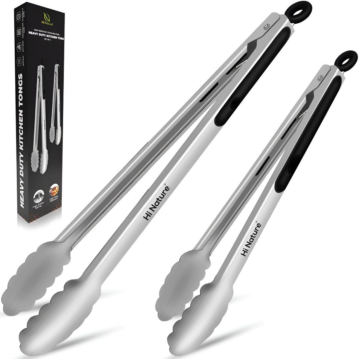 Hi Nature™ Barbecuetangen - Premium Multifunctionele Keukentang - Barbecuetang Set 23CM&30CM | Bbq Accesoires - Vleestang - Serveertang - Salade