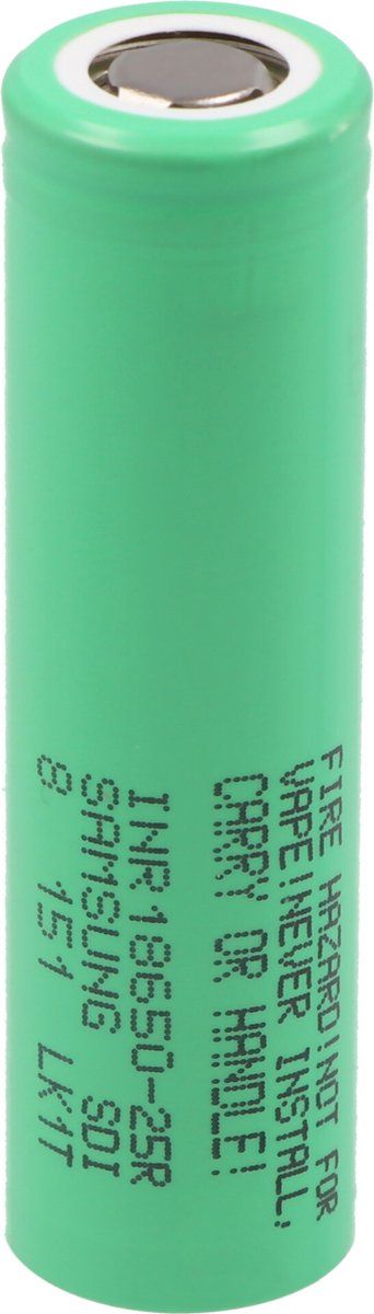 Samsung INR18650 25R 3,6 volt - 3,7 volt en 2500 mAh, onbeschermd