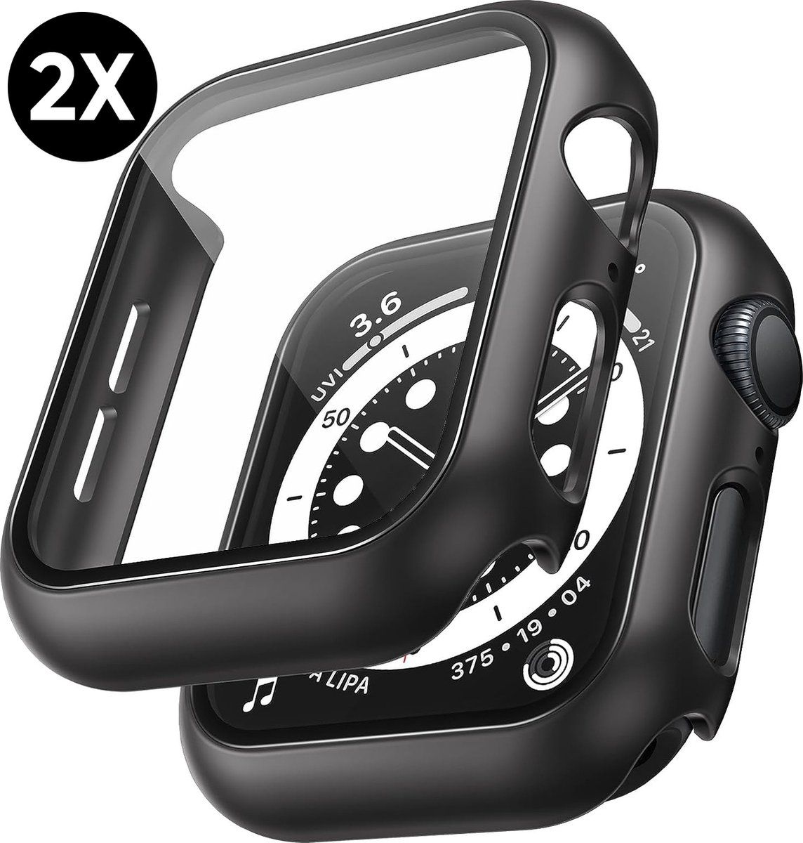 Podec Apple Watch 4 / 5 / 6 / Se - Hard Case Met Screen Protector - 360 Graden Bescherming - Zwart (2 Stuks)
