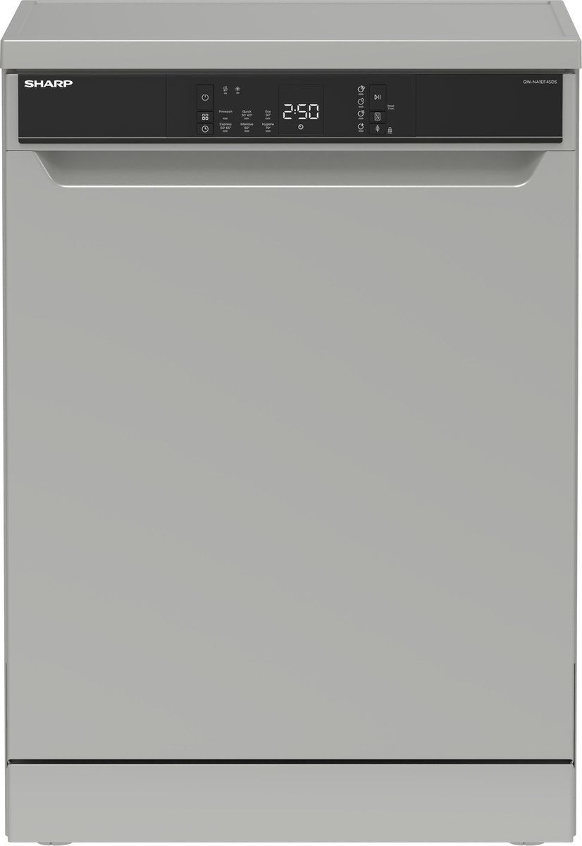 Sharp QWNA1EF45DSEU - Vrijstaande Vaatwasser - 13 Couverts - Zilver