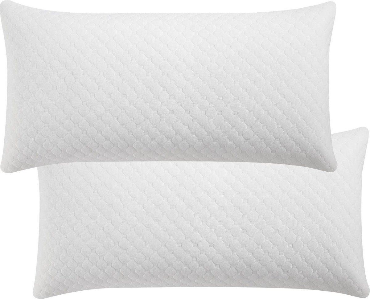 Juskys - Hoofdkussen - Memory Foam - 40 X 80 Cm - Wit (2 Stuks)