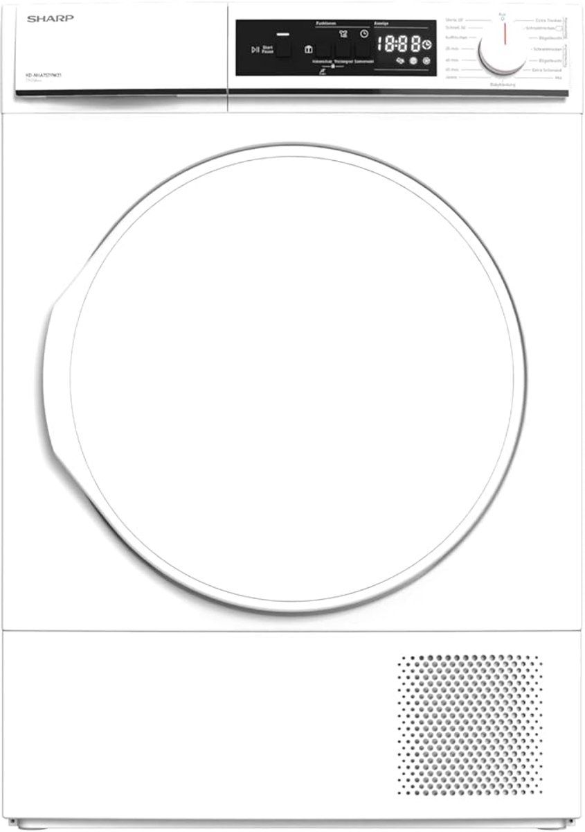 Sharp KD-NHA7S7PW21-DE - Warmtepompdroger - 7 kg - 15 programma’s - Wit